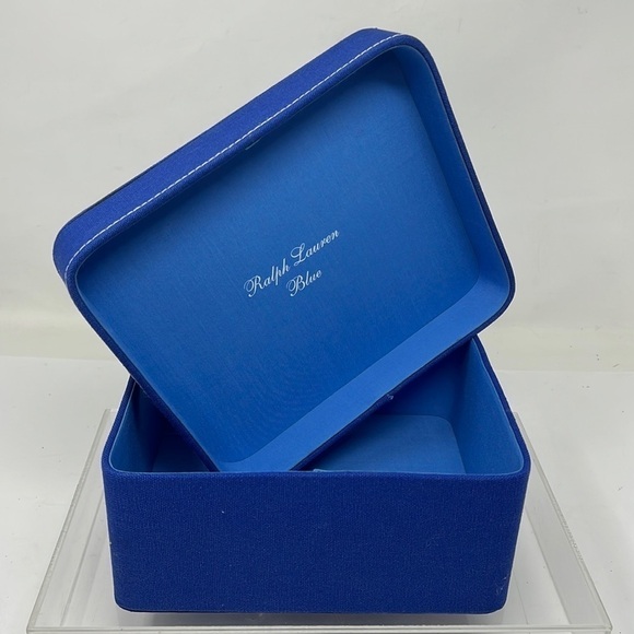 Ralph Lauren Blue Linen Fabric Padded Box 8” x 6.75” x 3.5” - Picture 1 of 6